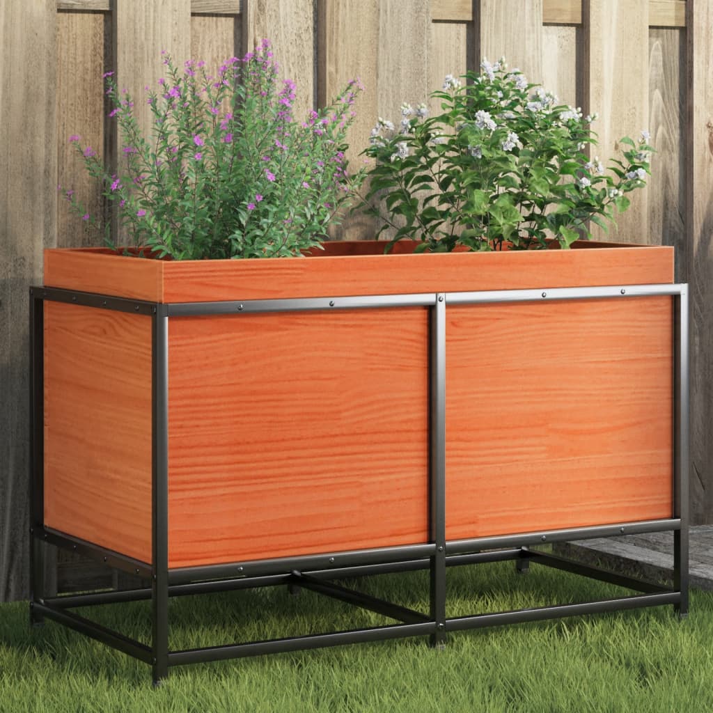 vidaXL Jardinieră de grădină, maro ceruit, 80x40x50 cm, lemn masiv pin vidaXL Jardinieră de grădină, maro ceruit, 80x40x50 cm, lemn masiv pin