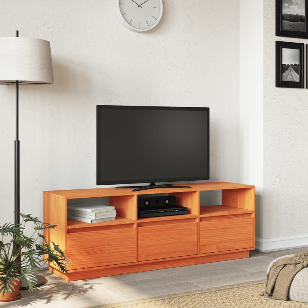 vidaXL Dulap TV, maro ceruit, 140x37x50 cm, lemn masiv de pin