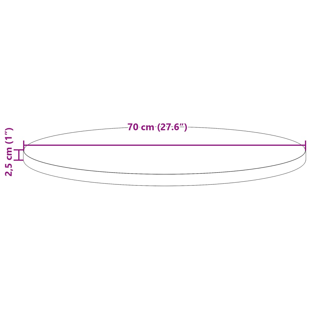 vidaXL Blat de masă rotund, maro ceruit, Ø70x2,5 cm, lemn masiv de pin