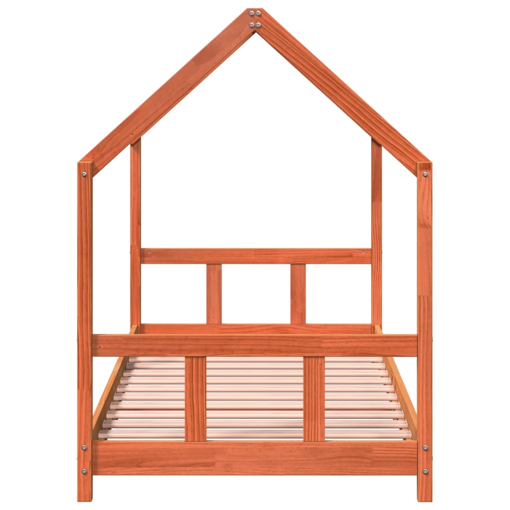 vidaXL Cadru pat de copii, maro ceruit, 90x190 cm, lemn masiv de pin