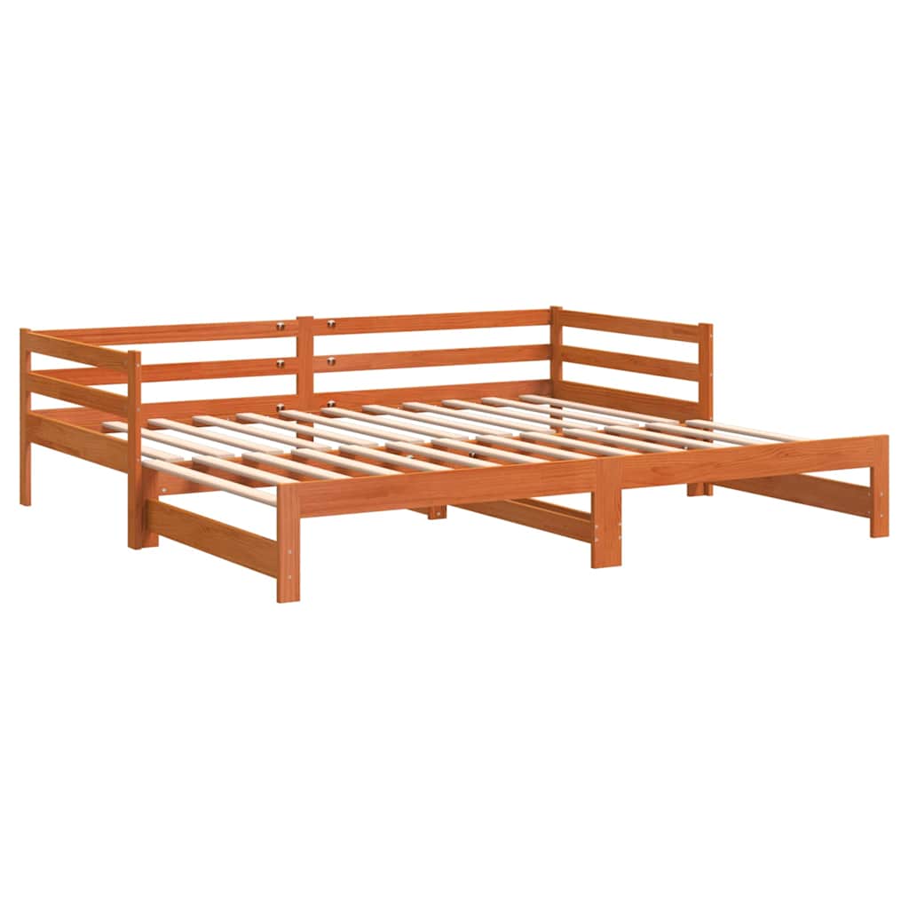 vidaXL Pat de zi cu extensie, maro ceruit, 90x200cm, lemn masiv de pin