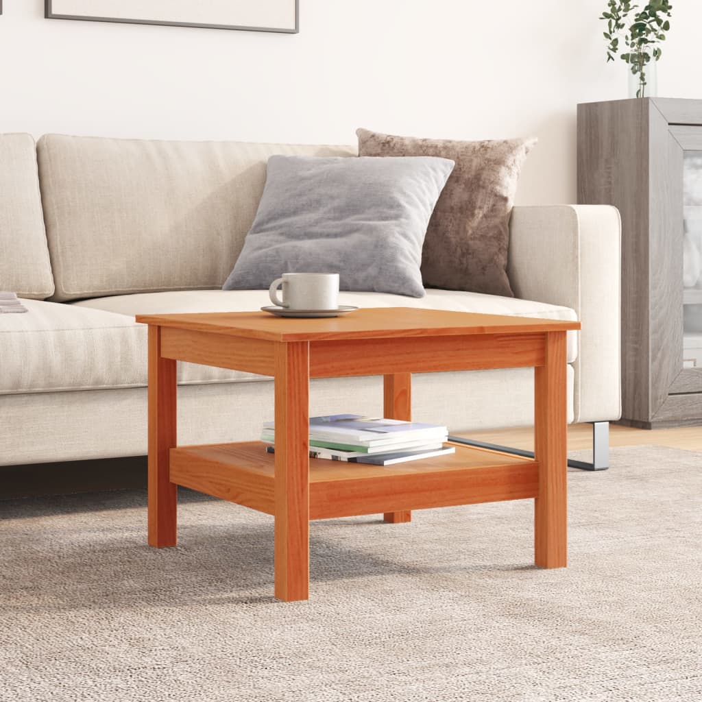 vidaXL Măsuță de cafea, maro ceruit, 55x55x40 cm, lemn masiv de pin vidaXL Măsuță de cafea, maro ceruit, 55x55x40 cm, lemn masiv de pin