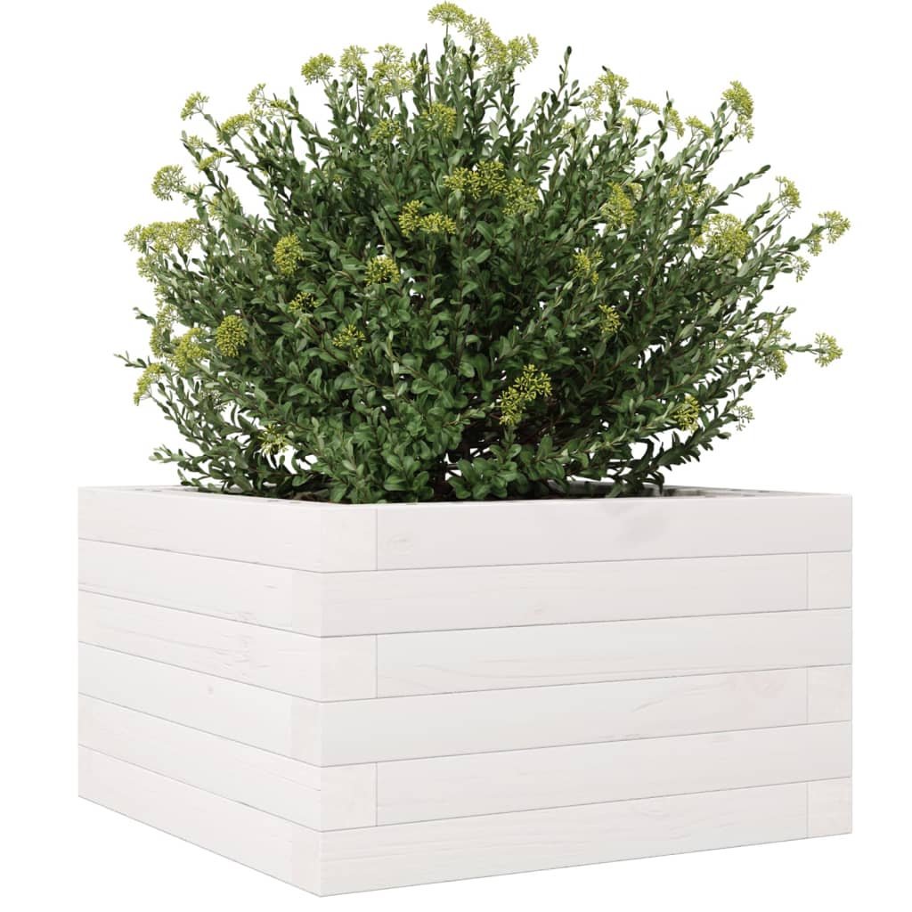 vidaXL Jardinieră de grădină, alb, 40x40x23 cm, lemn masiv de pin vidaXL Jardinieră de grădină, alb, 40x40x23 cm, lemn masiv de pin