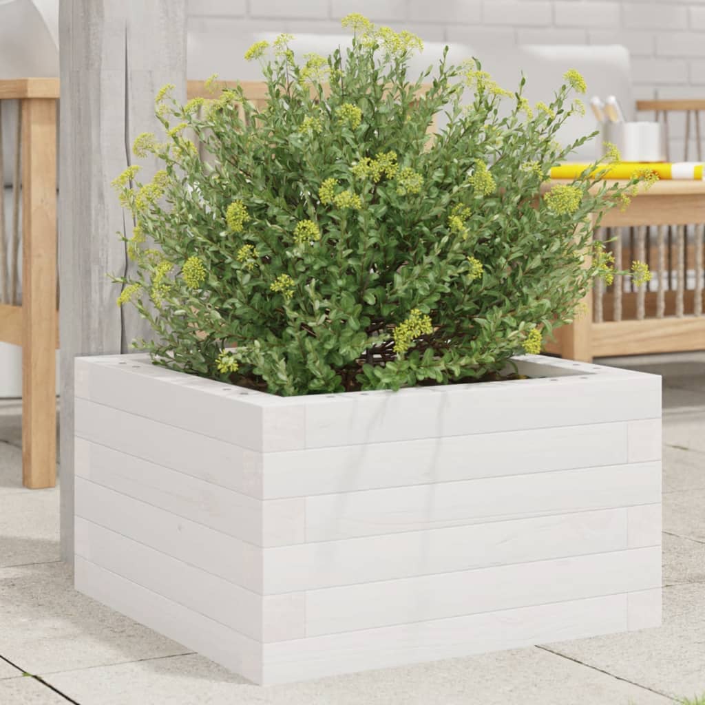 vidaXL Jardinieră de grădină, alb, 40x40x23 cm, lemn masiv de pin vidaXL Jardinieră de grădină, alb, 40x40x23 cm, lemn masiv de pin