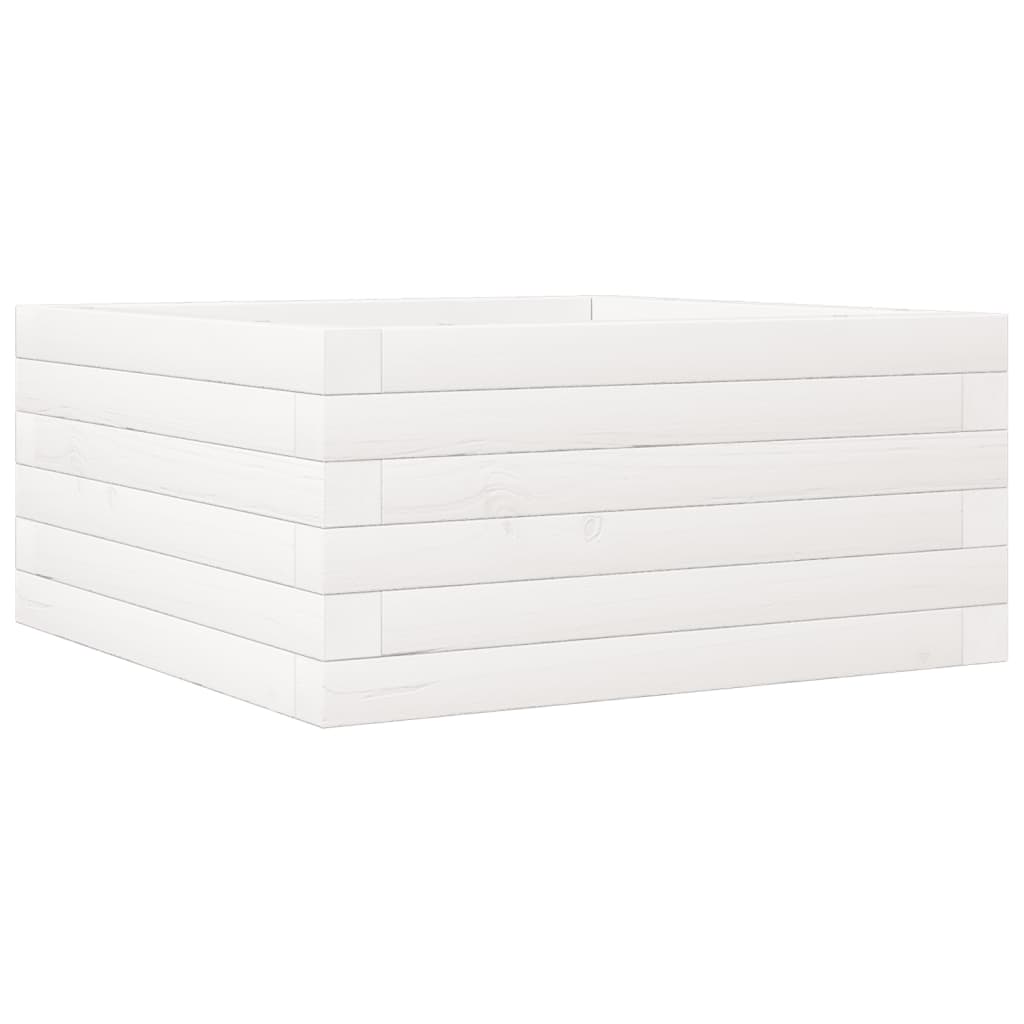 vidaXL Jardinieră de grădină, alb, 50x50x23 cm, lemn masiv de pin