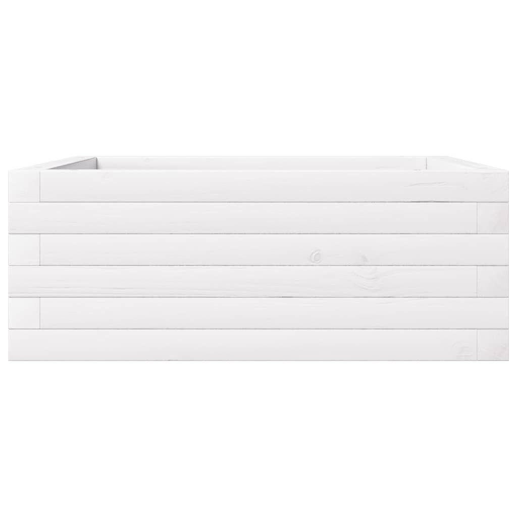 vidaXL Jardinieră de grădină, alb, 60x60x23 cm, lemn masiv de pin