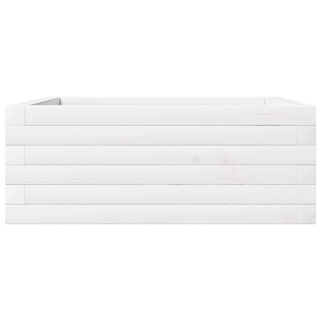 vidaXL Jardinieră de grădină, alb, 60x60x23 cm, lemn masiv de pin