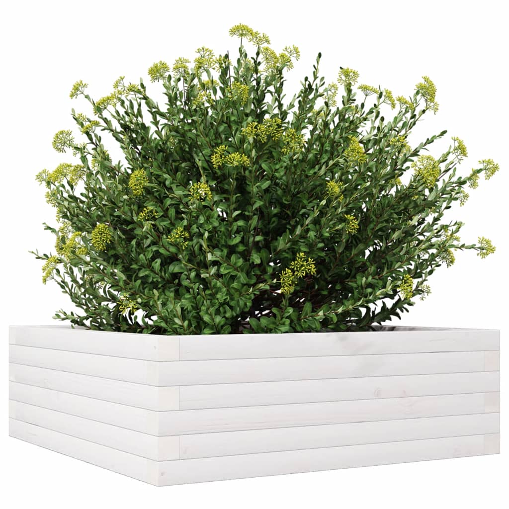 vidaXL Jardinieră de grădină, alb, 70x70x23 cm, lemn masiv de pin vidaXL Jardinieră de grădină, alb, 70x70x23 cm, lemn masiv de pin