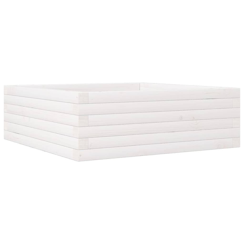 vidaXL Jardinieră de grădină, alb, 70x70x23 cm, lemn masiv de pin vidaXL Jardinieră de grădină, alb, 70x70x23 cm, lemn masiv de pin