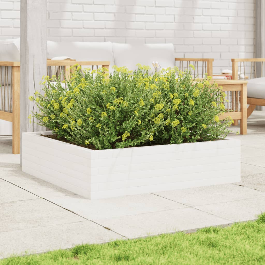 vidaXL Jardinieră de grădină, alb, 90x90x23 cm, lemn masiv de pin vidaXL Jardinieră de grădină, alb, 90x90x23 cm, lemn masiv de pin