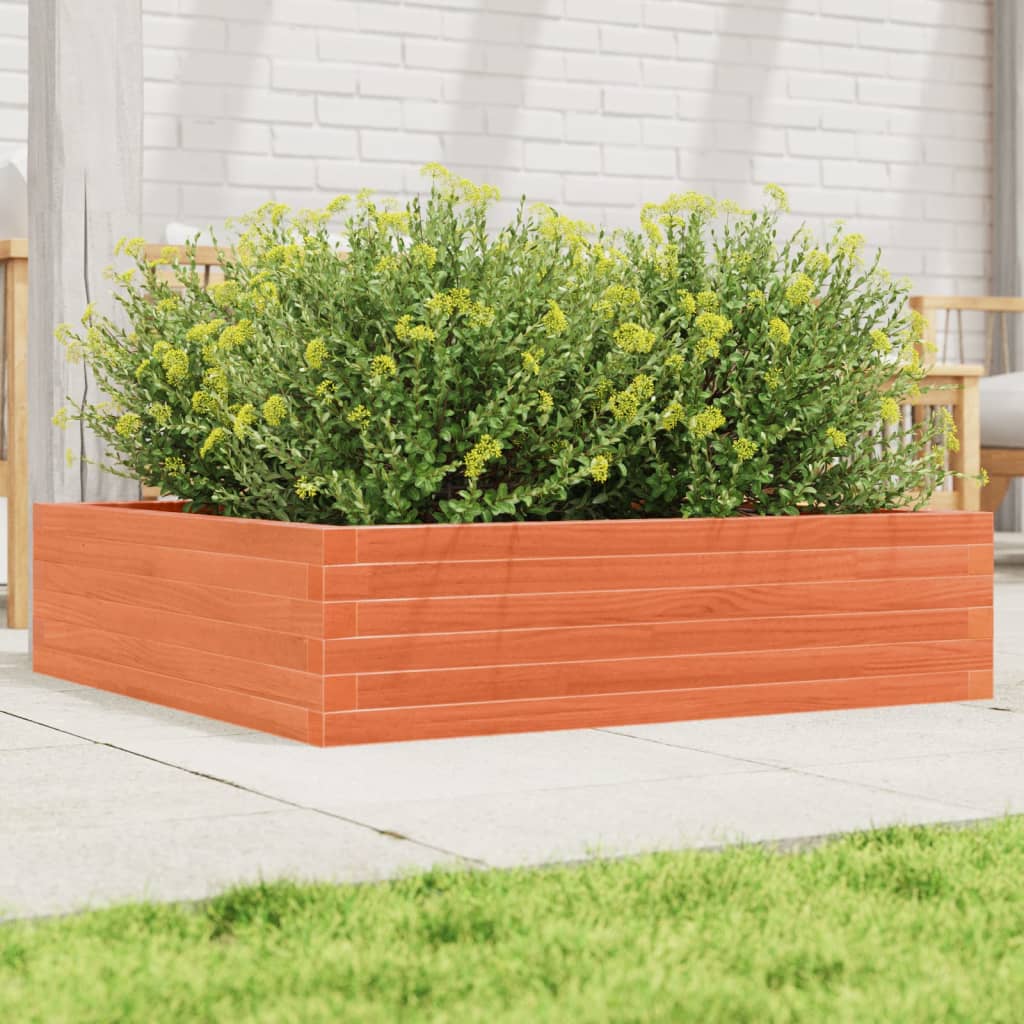 vidaXL Jardinieră de grădină, maro ceruit, 90x90x23 cm, lemn masiv pin vidaXL Jardinieră de grădină, maro ceruit, 90x90x23 cm, lemn masiv pin