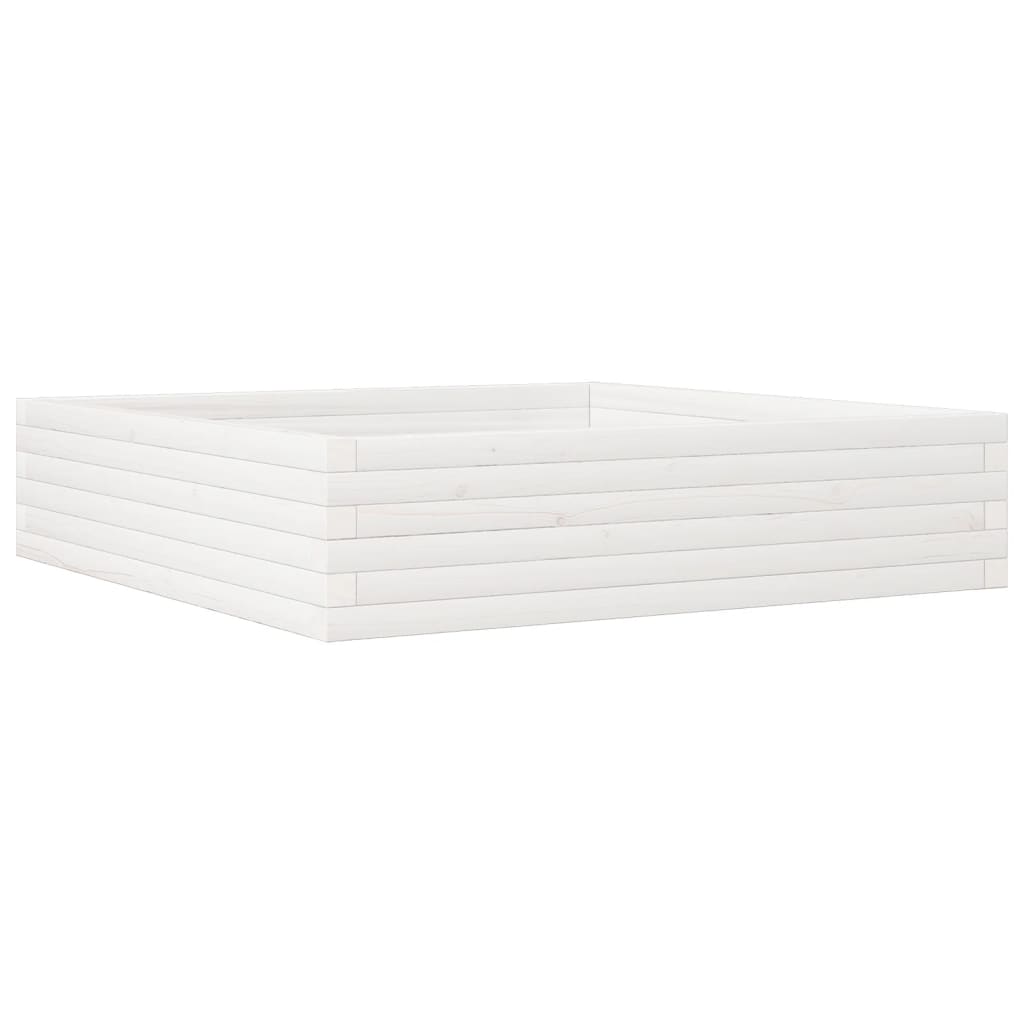 vidaXL Jardinieră de grădină, alb, 100x100x23 cm, lemn masiv de pin vidaXL Jardinieră de grădină, alb, 100x100x23 cm, lemn masiv de pin