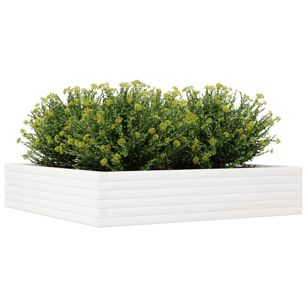 vidaXL Jardinieră de grădină, alb, 110x110x23 cm, lemn masiv de pin vidaXL Jardinieră de grădină, alb, 110x110x23 cm, lemn masiv de pin