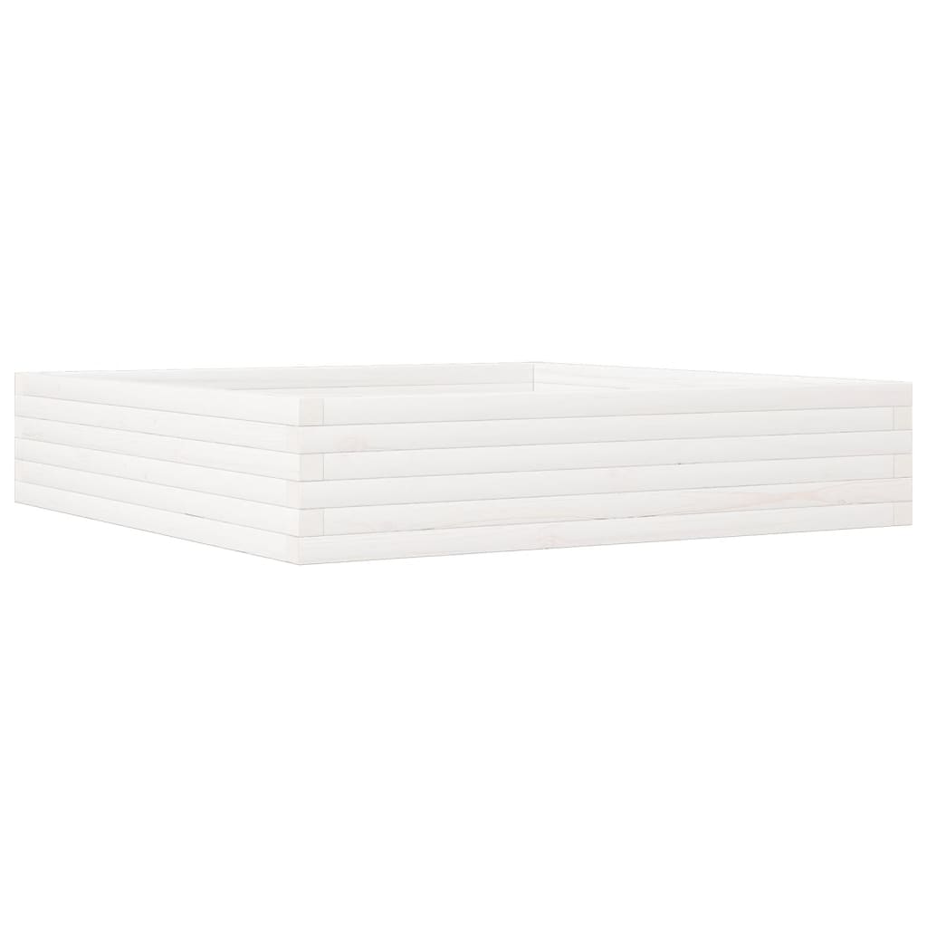vidaXL Jardinieră de grădină, alb, 110x110x23 cm, lemn masiv de pin vidaXL Jardinieră de grădină, alb, 110x110x23 cm, lemn masiv de pin