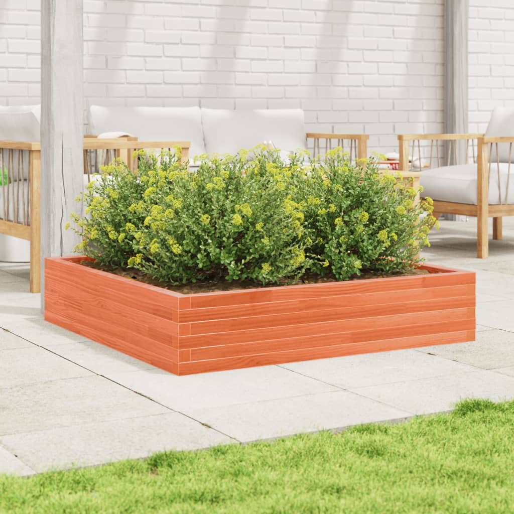 vidaXL Jardinieră grădină, maro ceruit, 110x110x23 cm, lemn masiv pin vidaXL Jardinieră grădină, maro ceruit, 110x110x23 cm, lemn masiv pin