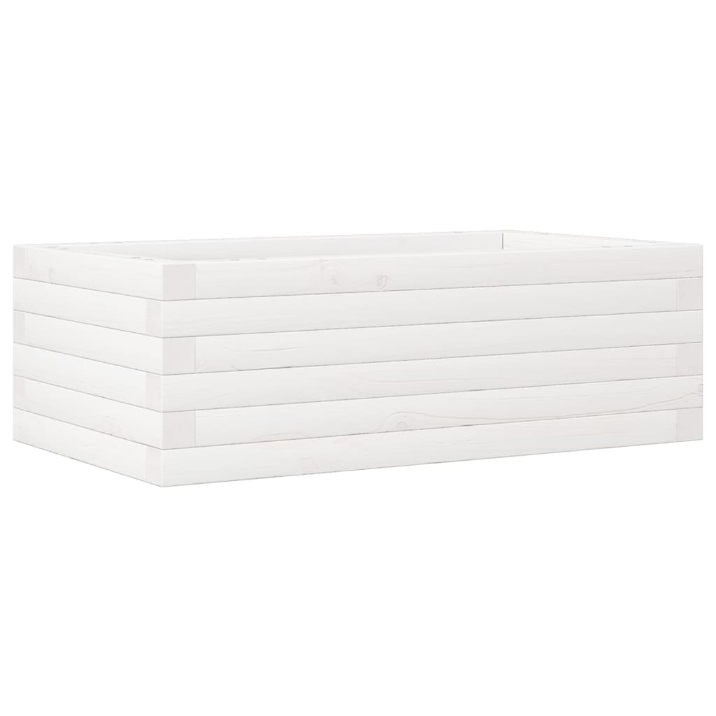 vidaXL Jardinieră de grădină, alb, 70x40x23 cm, lemn masiv de pin vidaXL Jardinieră de grădină, alb, 70x40x23 cm, lemn masiv de pin
