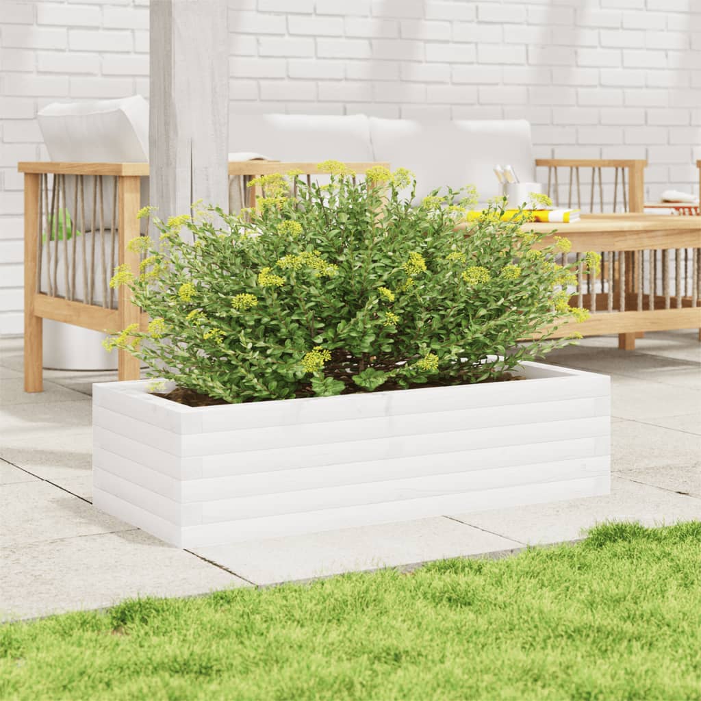 vidaXL Jardinieră de grădină, alb, 90x40x23 cm, lemn masiv de pin vidaXL Jardinieră de grădină, alb, 90x40x23 cm, lemn masiv de pin