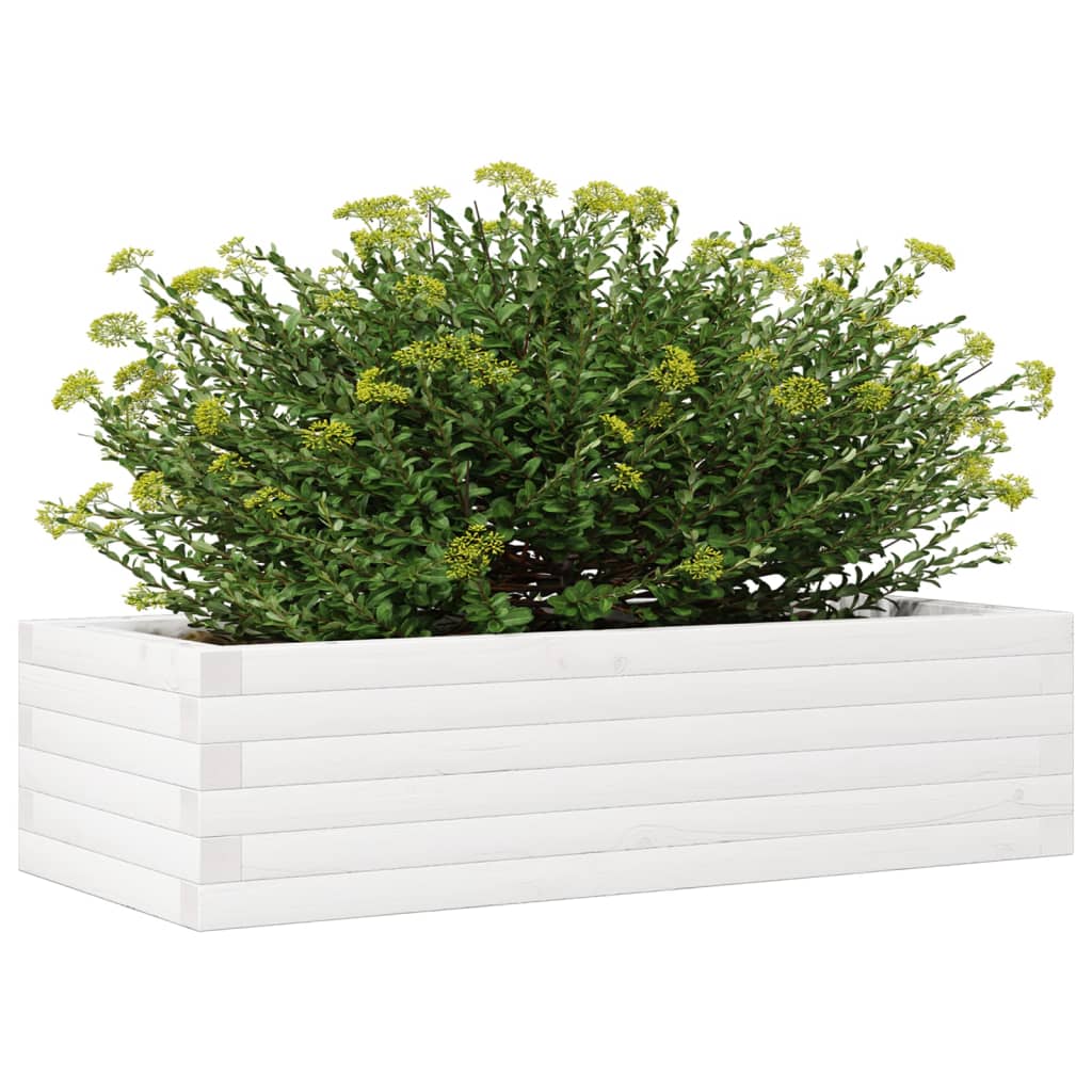 vidaXL Jardinieră de grădină, alb, 90x40x23 cm, lemn masiv de pin vidaXL Jardinieră de grădină, alb, 90x40x23 cm, lemn masiv de pin
