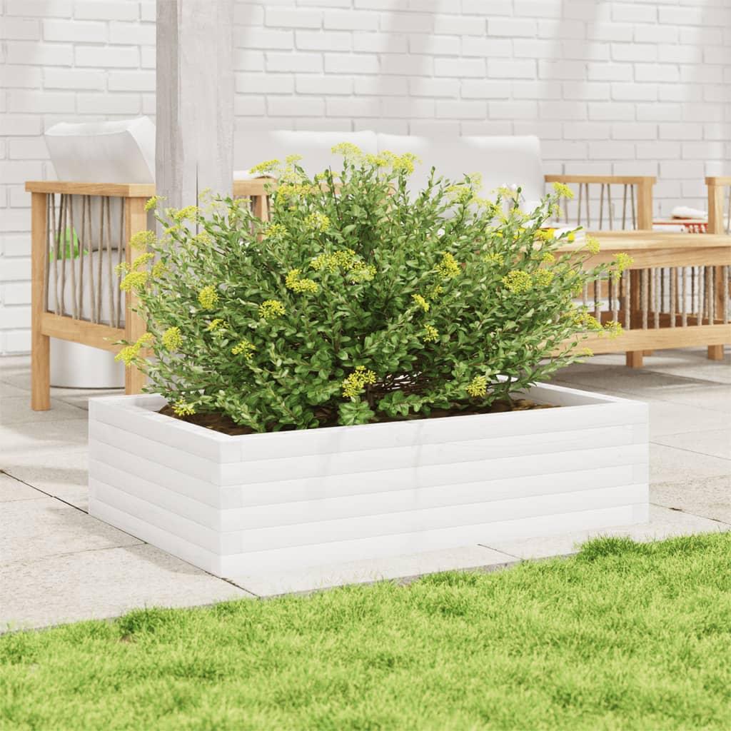 vidaXL Jardinieră de grădină, alb, 90x60x23 cm, lemn masiv de pin vidaXL Jardinieră de grădină, alb, 90x60x23 cm, lemn masiv de pin