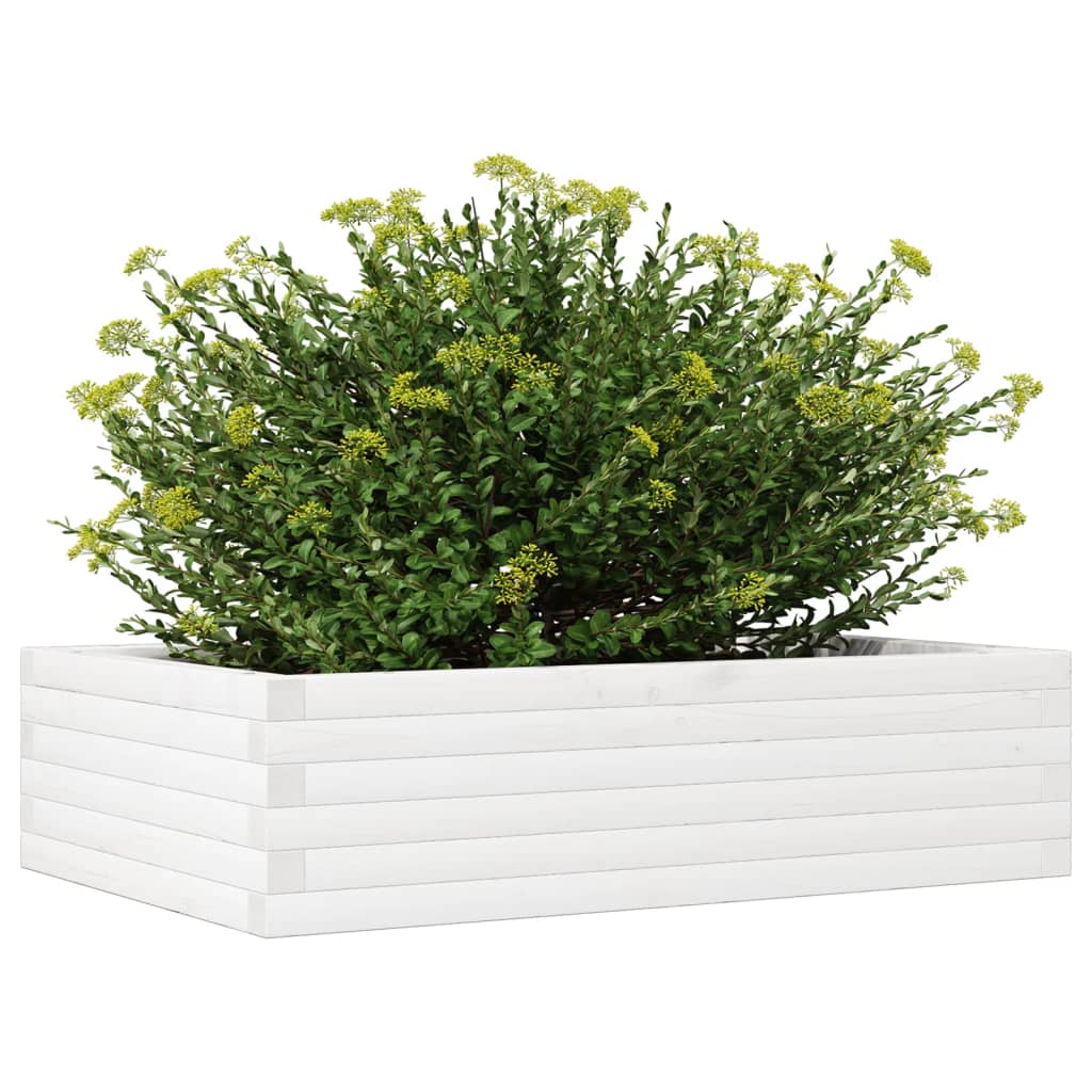 vidaXL Jardinieră de grădină, alb, 90x60x23 cm, lemn masiv de pin vidaXL Jardinieră de grădină, alb, 90x60x23 cm, lemn masiv de pin