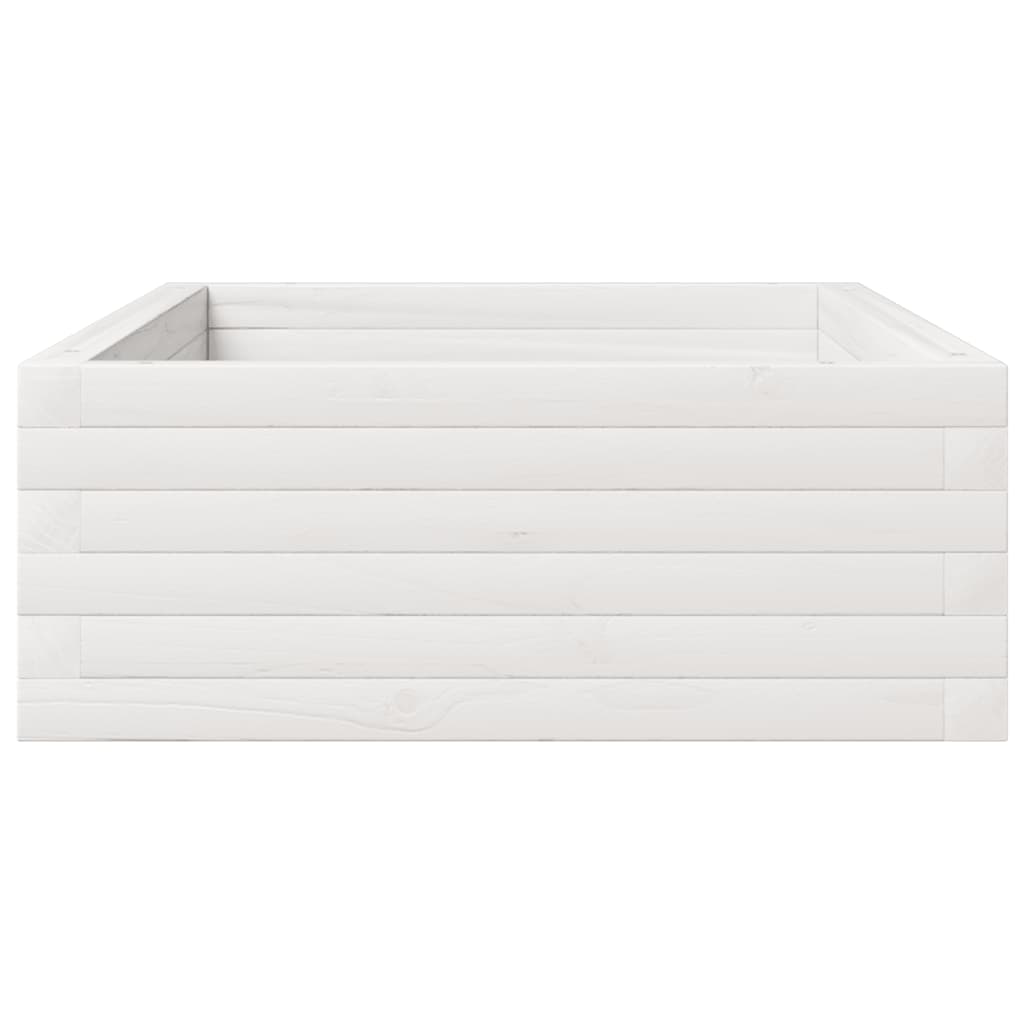 vidaXL Jardinieră de grădină, alb, 110x60x23 cm, lemn masiv de pin