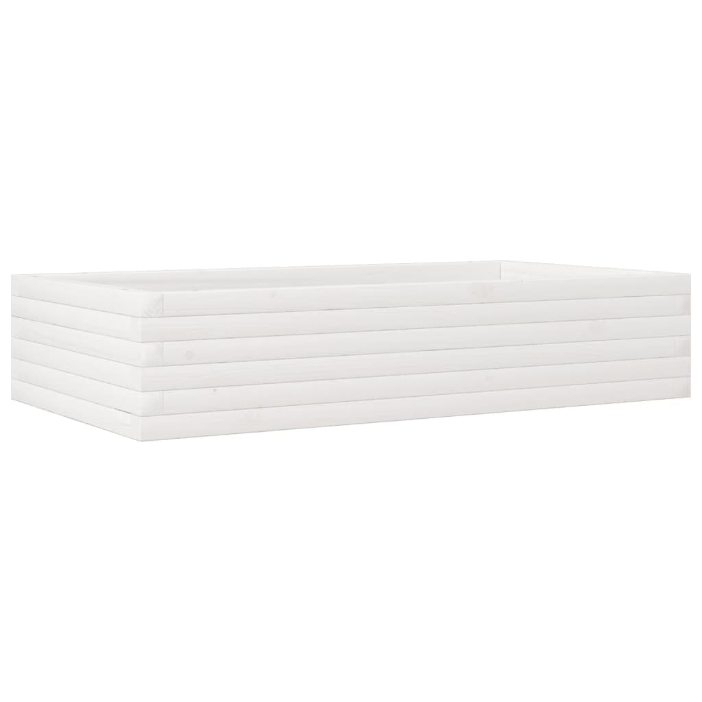 vidaXL Jardinieră de grădină, alb, 110x60x23 cm, lemn masiv de pin