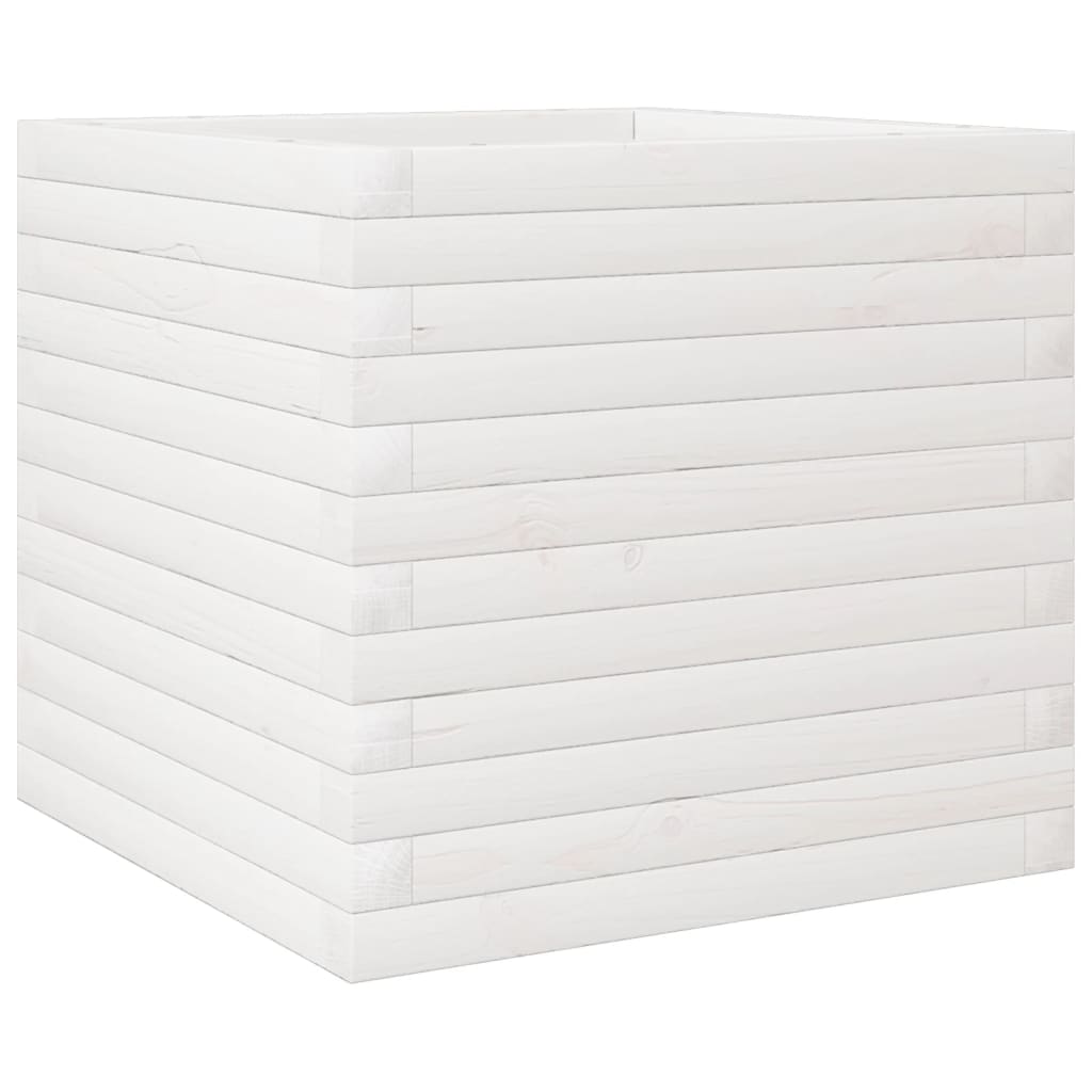 vidaXL Jardinieră de grădină, alb, 50x50x45,5 cm, lemn masiv de pin vidaXL Jardinieră de grădină, alb, 50x50x45,5 cm, lemn masiv de pin