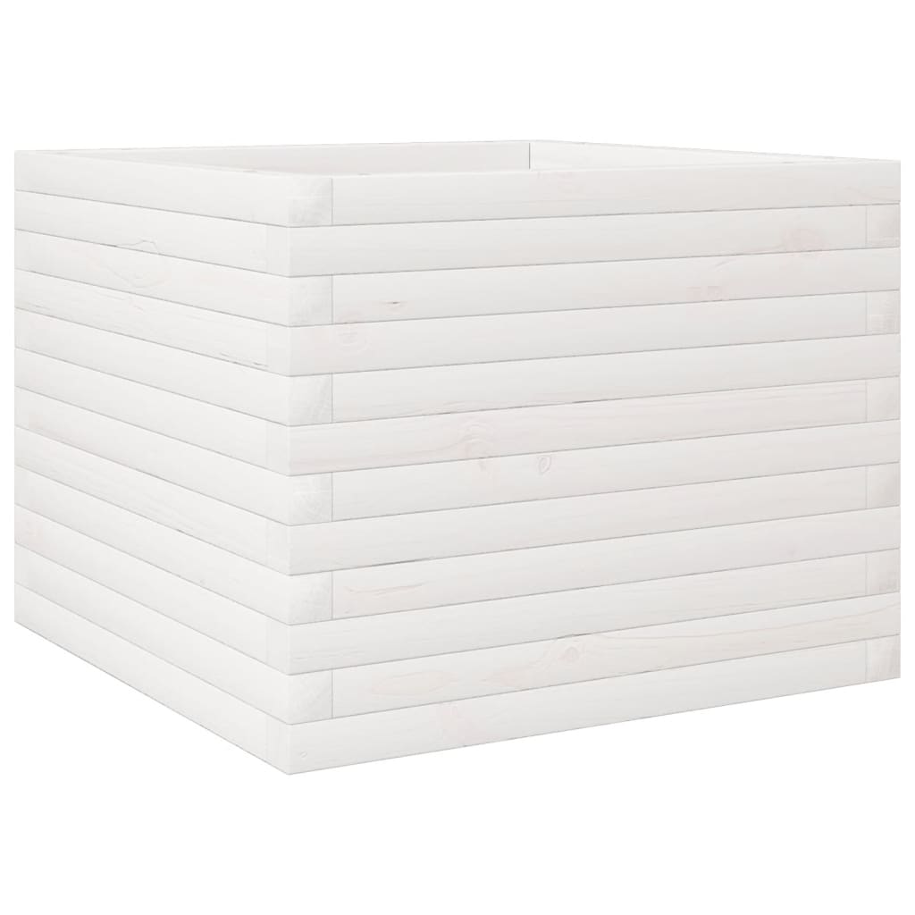 vidaXL Jardinieră de grădină, alb, 60x60x45,5 cm, lemn masiv de pin