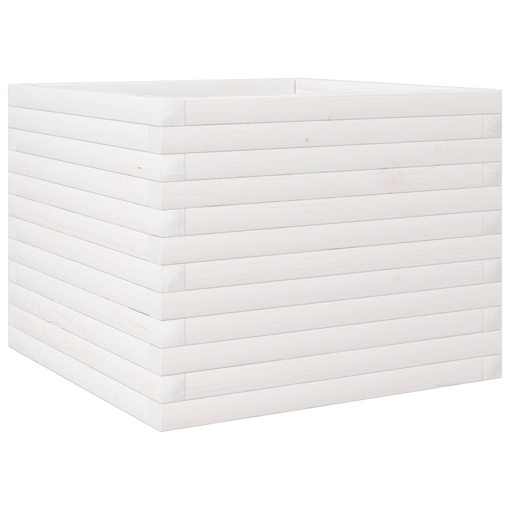 vidaXL Jardinieră de grădină, alb, 60x60x45,5 cm, lemn masiv de pin