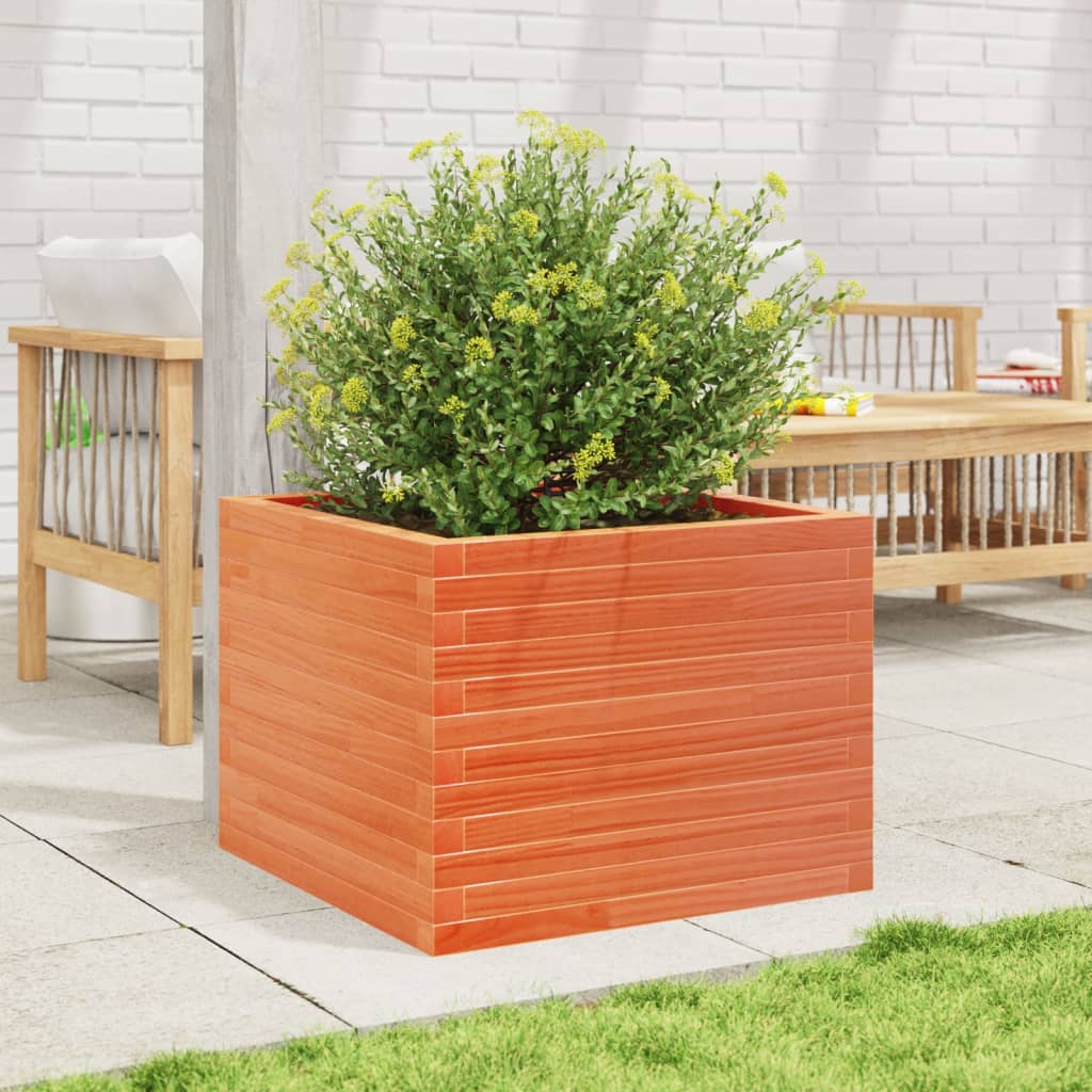 vidaXL Jardinieră grădină, maro ceruit, 60x60x45,5 cm, lemn masiv pin vidaXL Jardinieră grădină, maro ceruit, 60x60x45,5 cm, lemn masiv pin