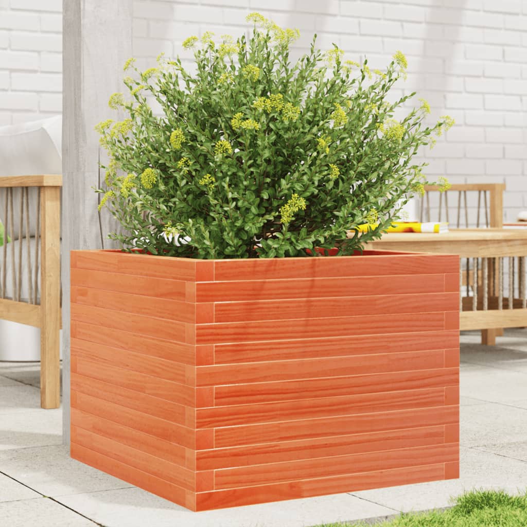 vidaXL Jardinieră grădină, maro ceruit, 60x60x45,5 cm, lemn masiv pin vidaXL Jardinieră grădină, maro ceruit, 60x60x45,5 cm, lemn masiv pin