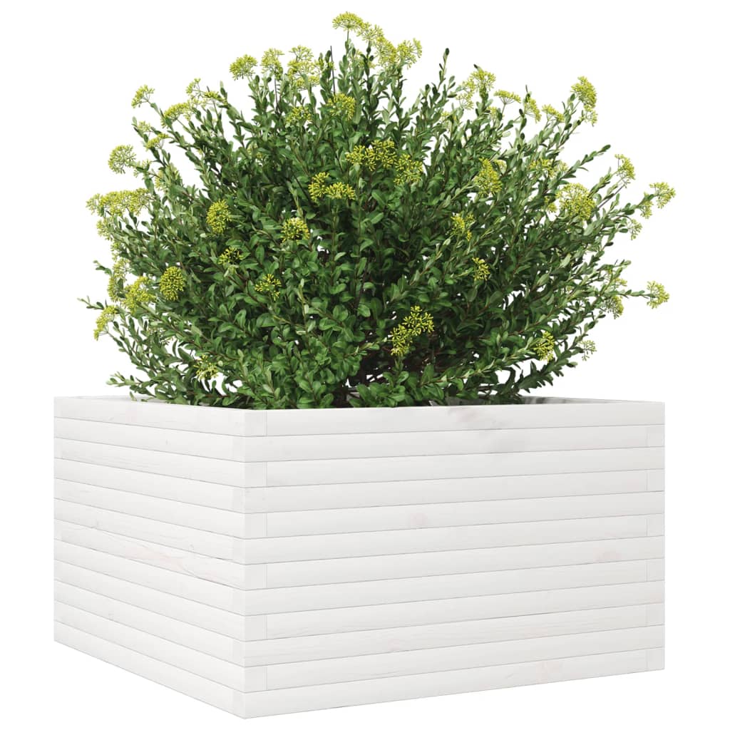vidaXL Jardinieră de grădină, alb, 80x80x45,5 cm, lemn masiv de pin vidaXL Jardinieră de grădină, alb, 80x80x45,5 cm, lemn masiv de pin