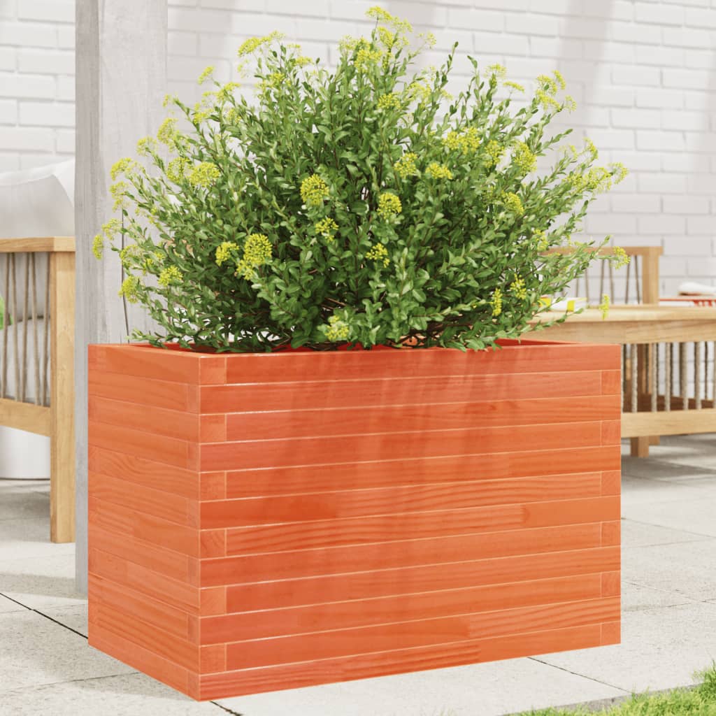 vidaXL Jardinieră grădină, maro ceruit, 70x40x45,5 cm, lemn masiv pin vidaXL Jardinieră grădină, maro ceruit, 70x40x45,5 cm, lemn masiv pin