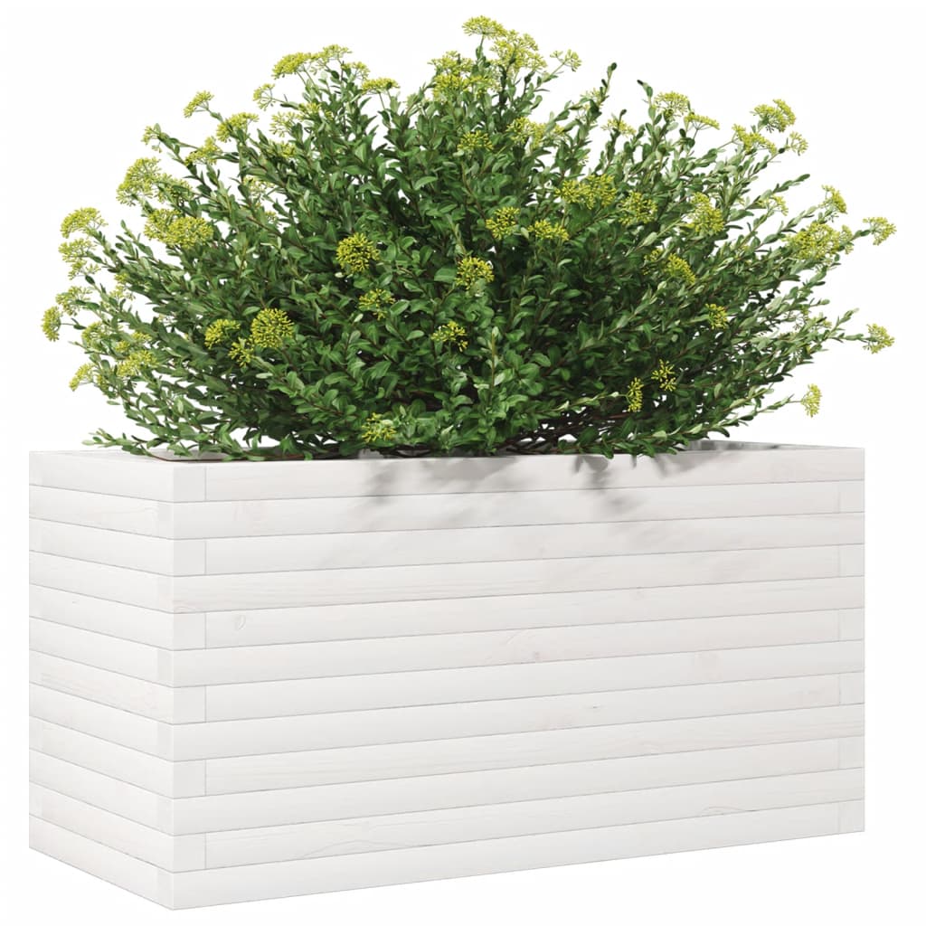 vidaXL Jardinieră de grădină, alb, 90x40x45,5 cm, lemn masiv de pin vidaXL Jardinieră de grădină, alb, 90x40x45,5 cm, lemn masiv de pin