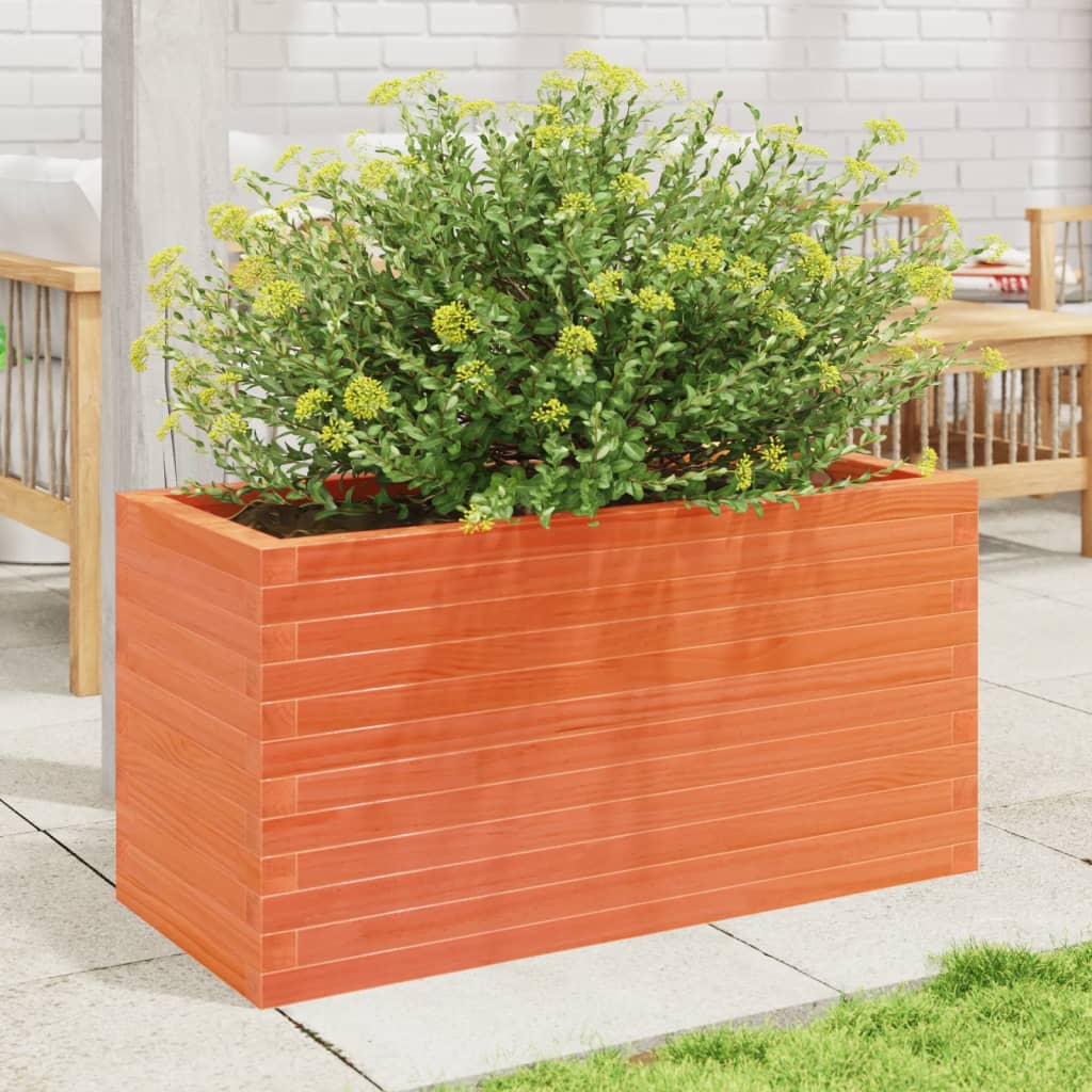vidaXL Jardinieră grădină, maro ceruit, 90x40x45,5 cm, lemn masiv pin vidaXL Jardinieră grădină, maro ceruit, 90x40x45,5 cm, lemn masiv pin