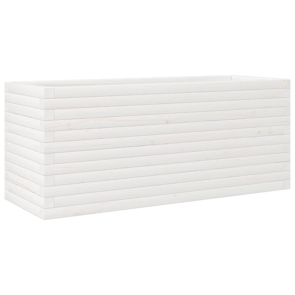 vidaXL Jardinieră de grădină, alb, 110x40x45,5 cm, lemn masiv de pin vidaXL Jardinieră de grădină, alb, 110x40x45,5 cm, lemn masiv de pin