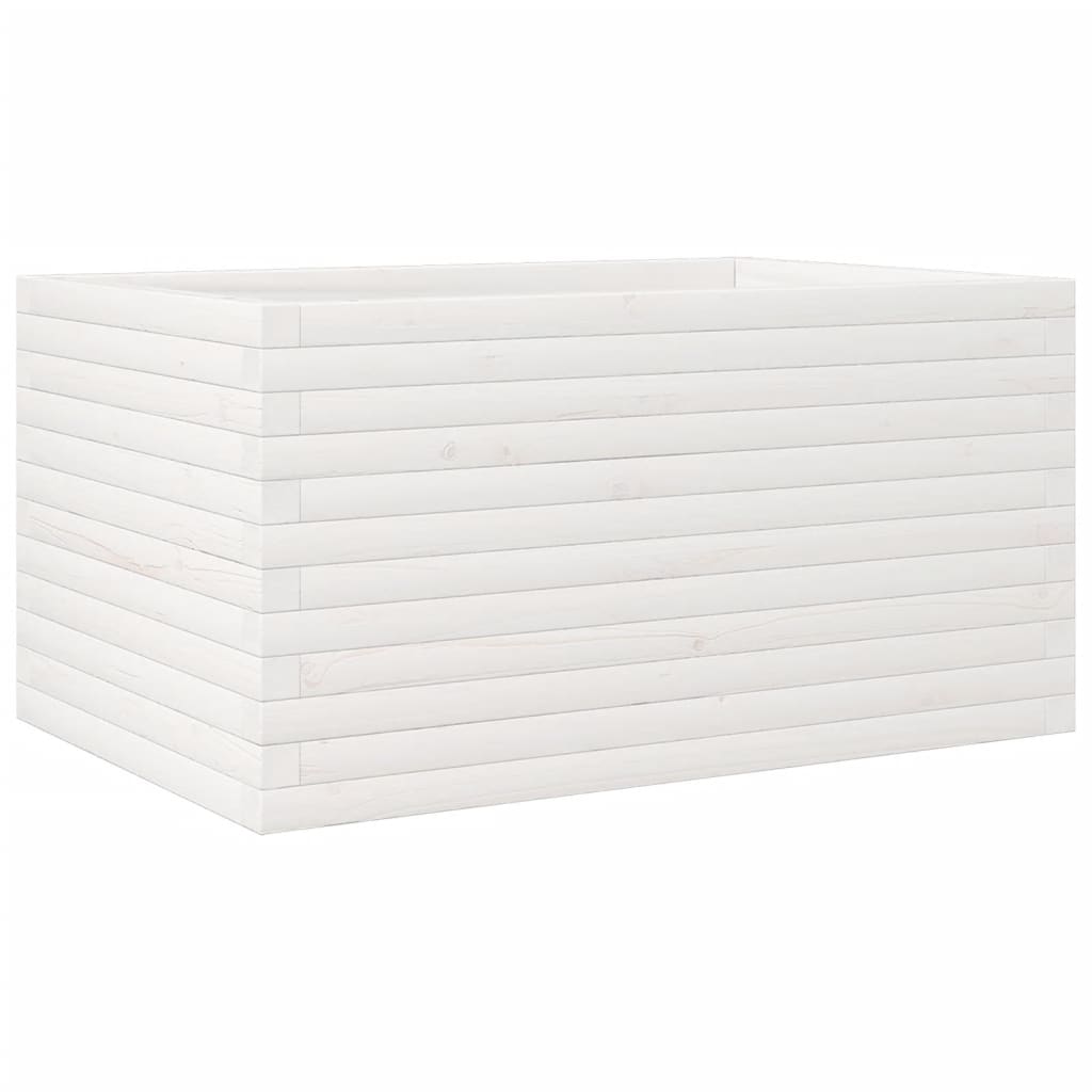 vidaXL Jardinieră de grădină, alb, 90x60x45,5 cm, lemn masiv de pin