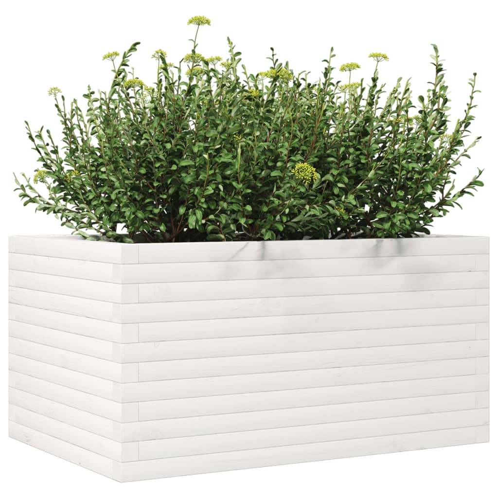 vidaXL Jardinieră de grădină, alb, 90x60x45,5 cm, lemn masiv de pin