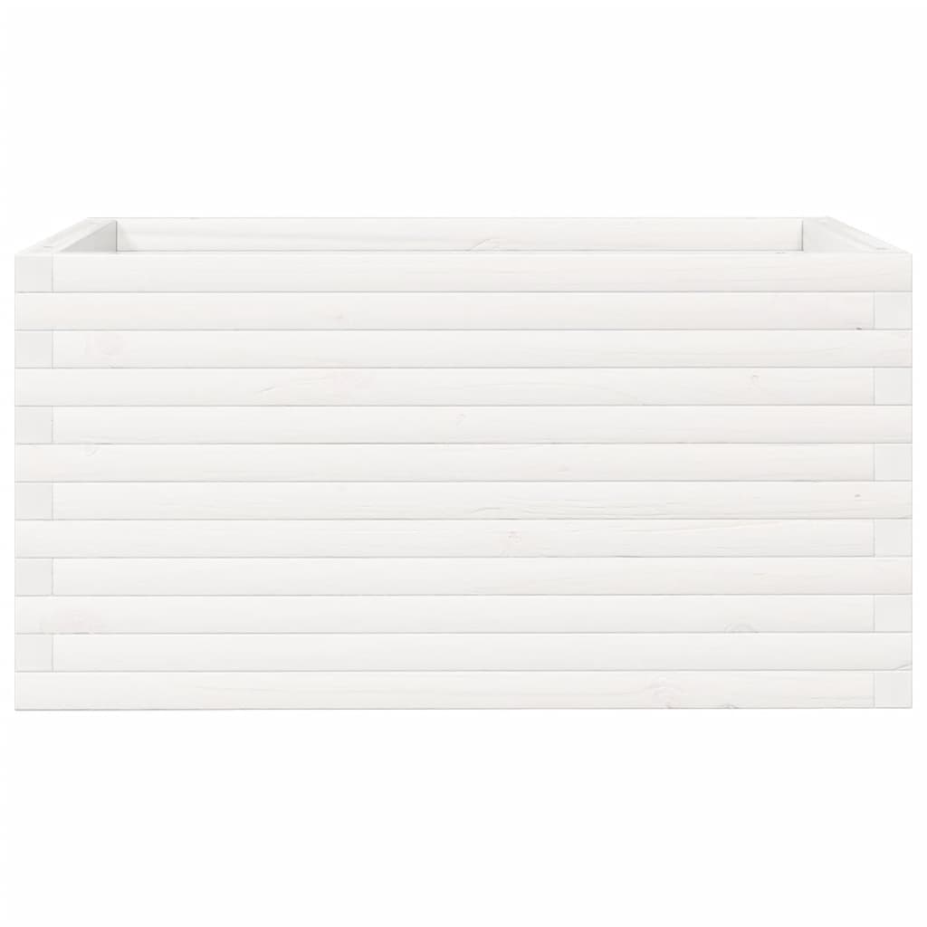vidaXL Jardinieră de grădină, alb, 90x60x45,5 cm, lemn masiv de pin