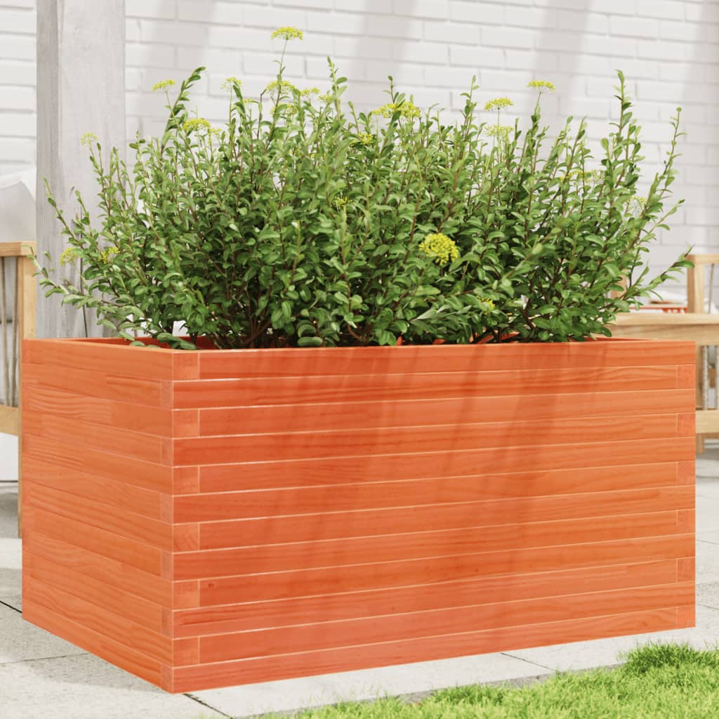 vidaXL Jardinieră grădină, maro ceruit, 90x60x45,5 cm, lemn masiv pin