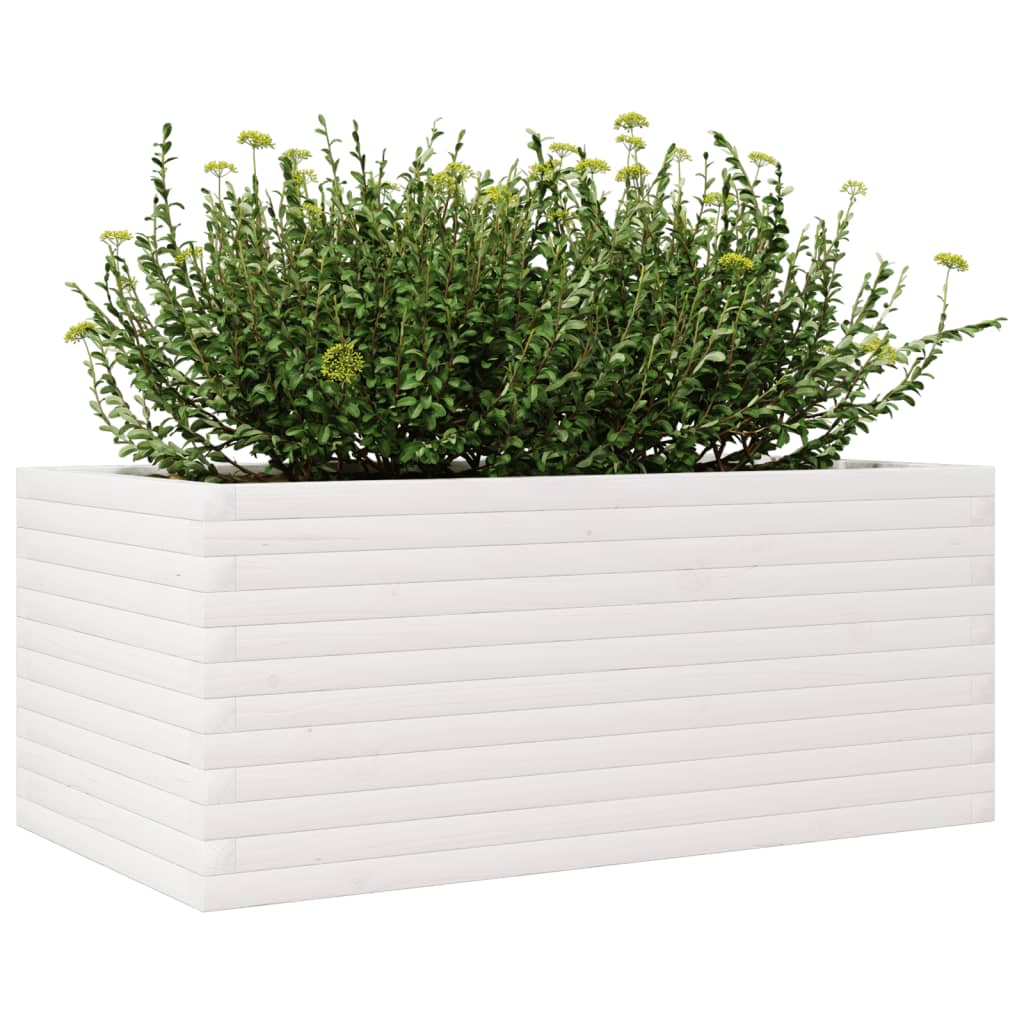 vidaXL Jardinieră de grădină, alb, 110x60x45,5 cm, lemn masiv de pin vidaXL Jardinieră de grădină, alb, 110x60x45,5 cm, lemn masiv de pin