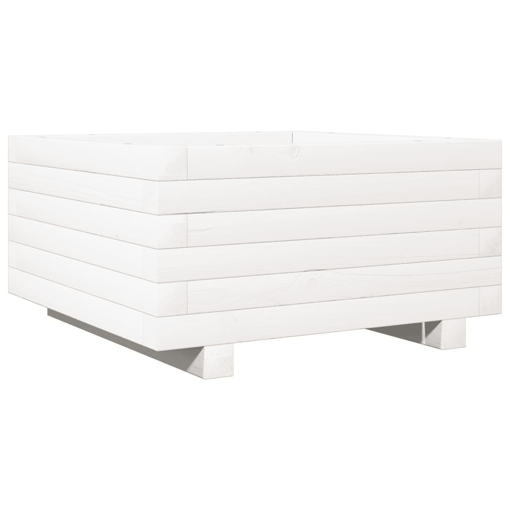vidaXL Jardinieră de grădină, alb, 50x50x26,5 cm, lemn masiv de pin