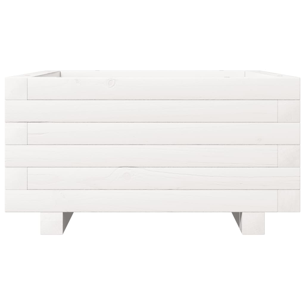vidaXL Jardinieră de grădină, alb, 50x50x26,5 cm, lemn masiv de pin