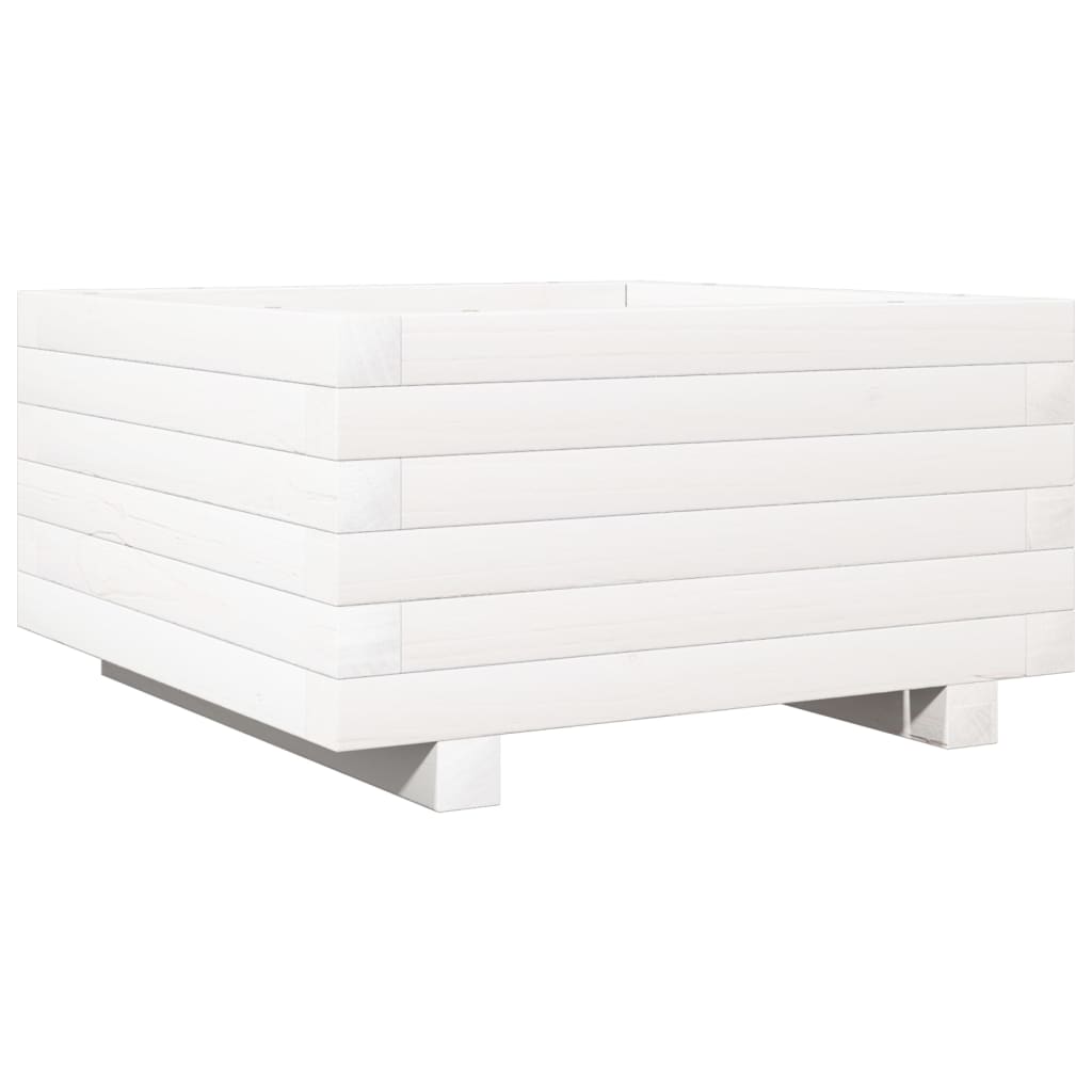 vidaXL Jardinieră de grădină, alb, 50x50x26,5 cm, lemn masiv de pin