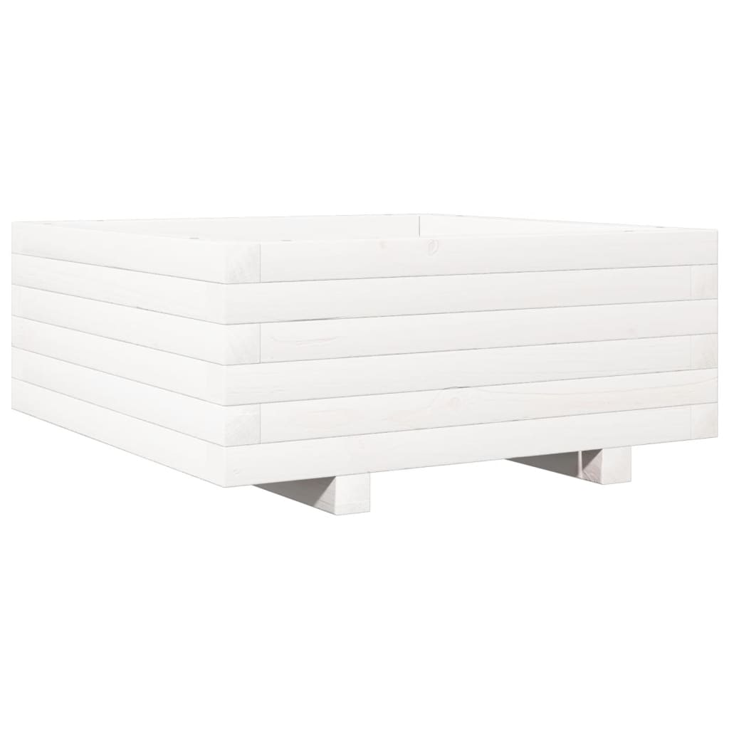 vidaXL Jardinieră de grădină, alb, 60x60x26,5 cm, lemn masiv de pin vidaXL Jardinieră de grădină, alb, 60x60x26,5 cm, lemn masiv de pin