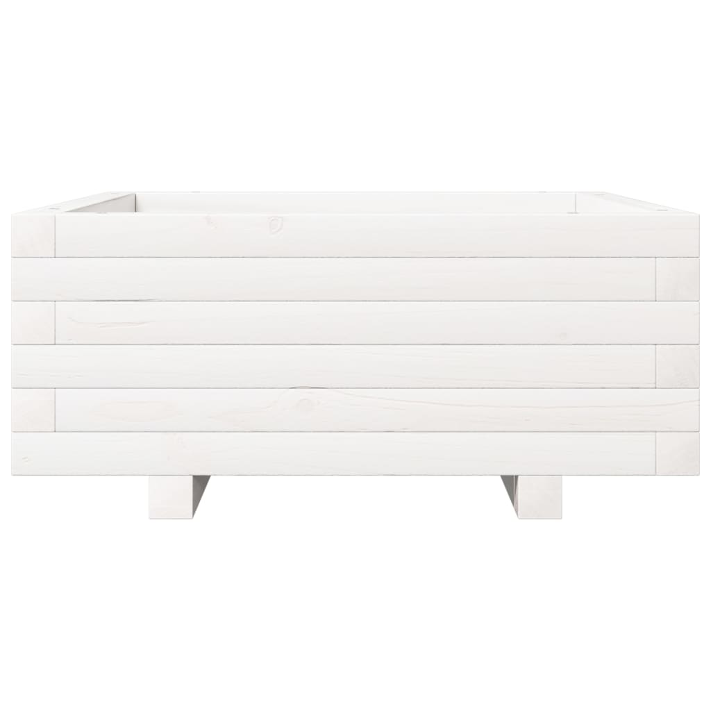 vidaXL Jardinieră de grădină, alb, 60x60x26,5 cm, lemn masiv de pin vidaXL Jardinieră de grădină, alb, 60x60x26,5 cm, lemn masiv de pin