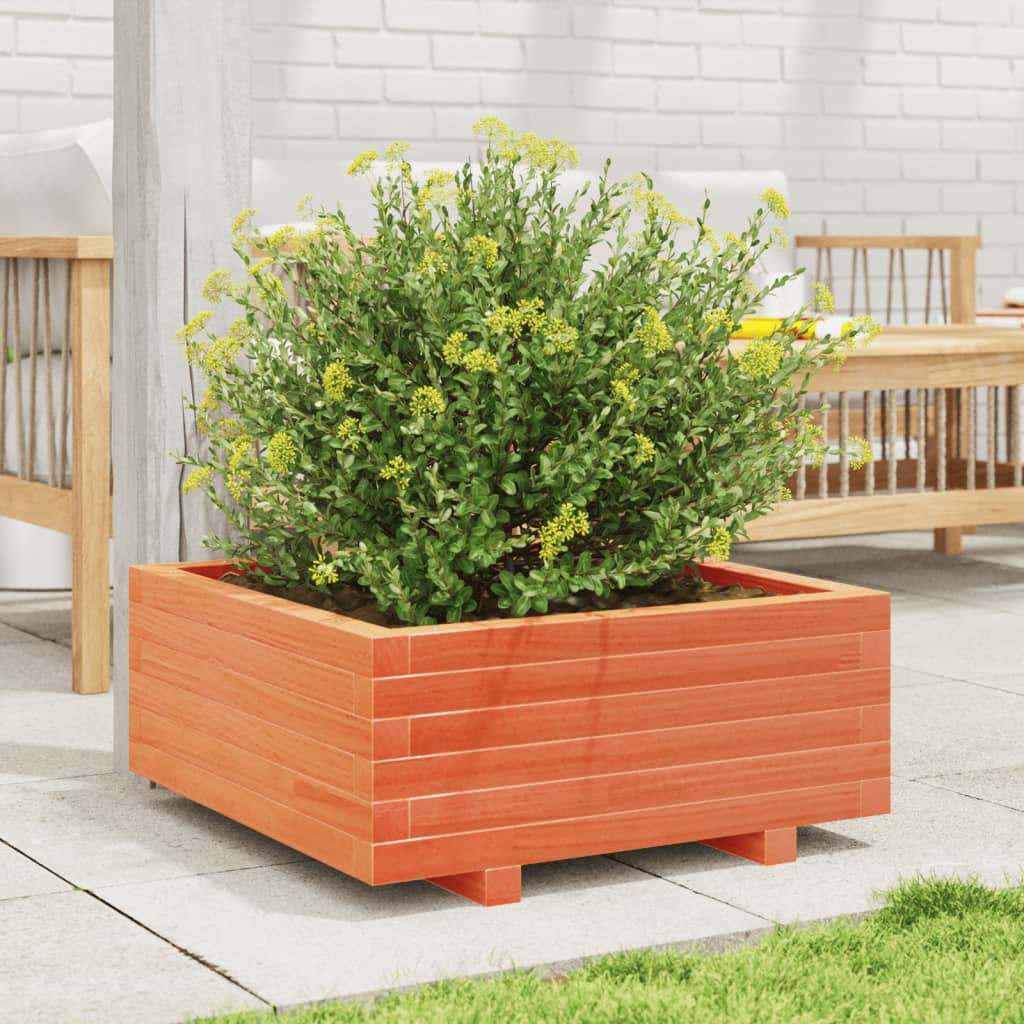 vidaXL Jardinieră grădină, maro ceruit, 60x60x26,5 cm, lemn masiv pin vidaXL Jardinieră grădină, maro ceruit, 60x60x26,5 cm, lemn masiv pin