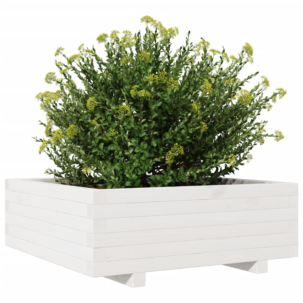 vidaXL Jardinieră de grădină, alb, 70x70x26,5 cm, lemn masiv de pin vidaXL Jardinieră de grădină, alb, 70x70x26,5 cm, lemn masiv de pin