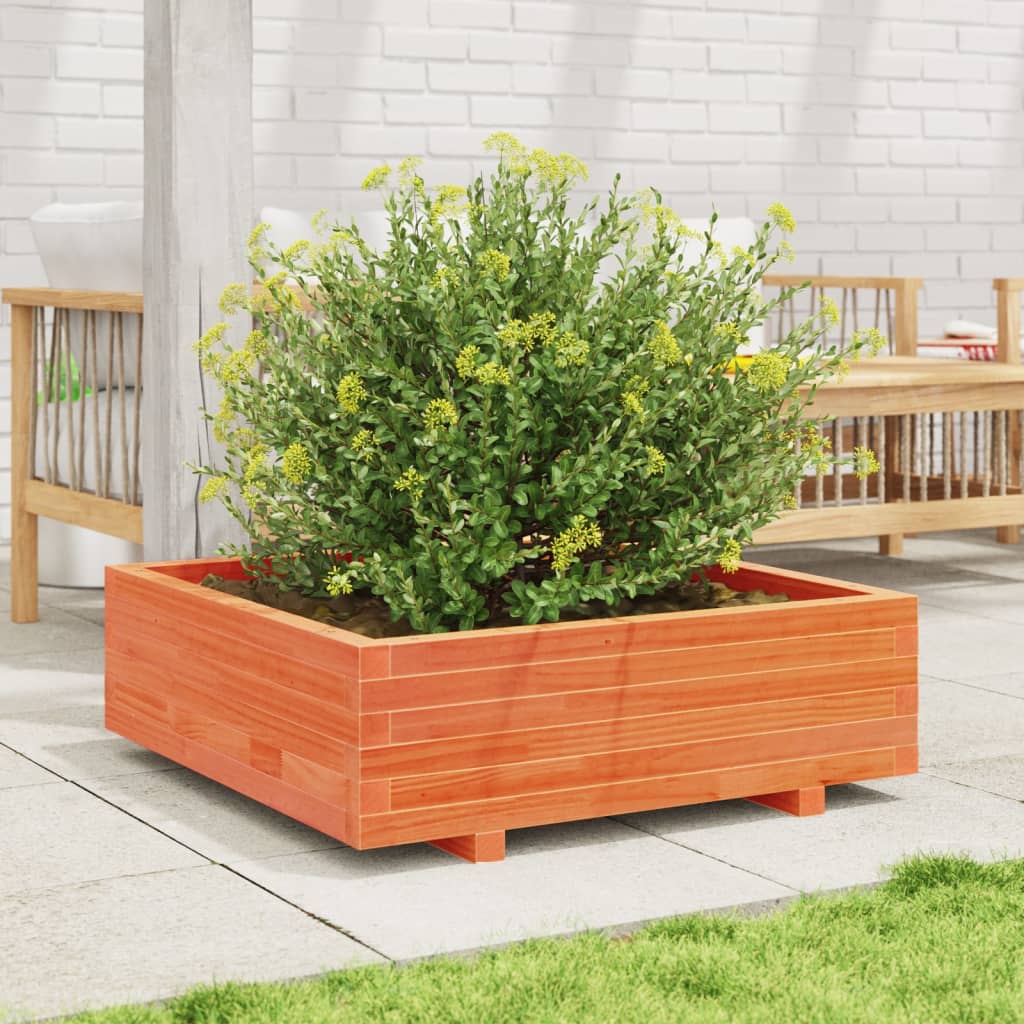vidaXL Jardinieră grădină, maro ceruit, 80x80x26,5 cm, lemn masiv pin vidaXL Jardinieră grădină, maro ceruit, 80x80x26,5 cm, lemn masiv pin