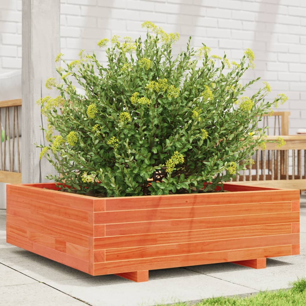 vidaXL Jardinieră grădină, maro ceruit, 80x80x26,5 cm, lemn masiv pin vidaXL Jardinieră grădină, maro ceruit, 80x80x26,5 cm, lemn masiv pin